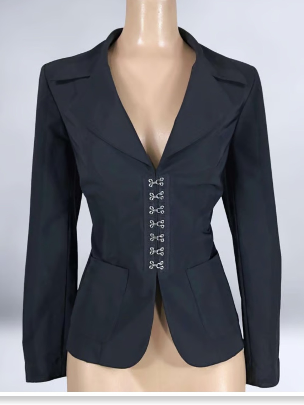 VINTAGE 90s Y2K Structured Fitted Corset Jacket by Bisou Bisou sz 2 | 1990s